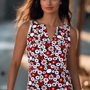 Trina Turk Elegant White and Pink Dress